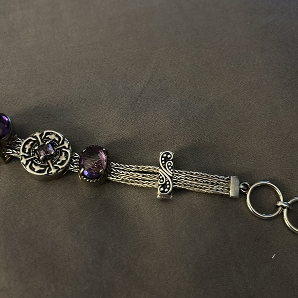 Lori Bonn silver bracelet with purple slides and stoppers - Picture 6 of 9
